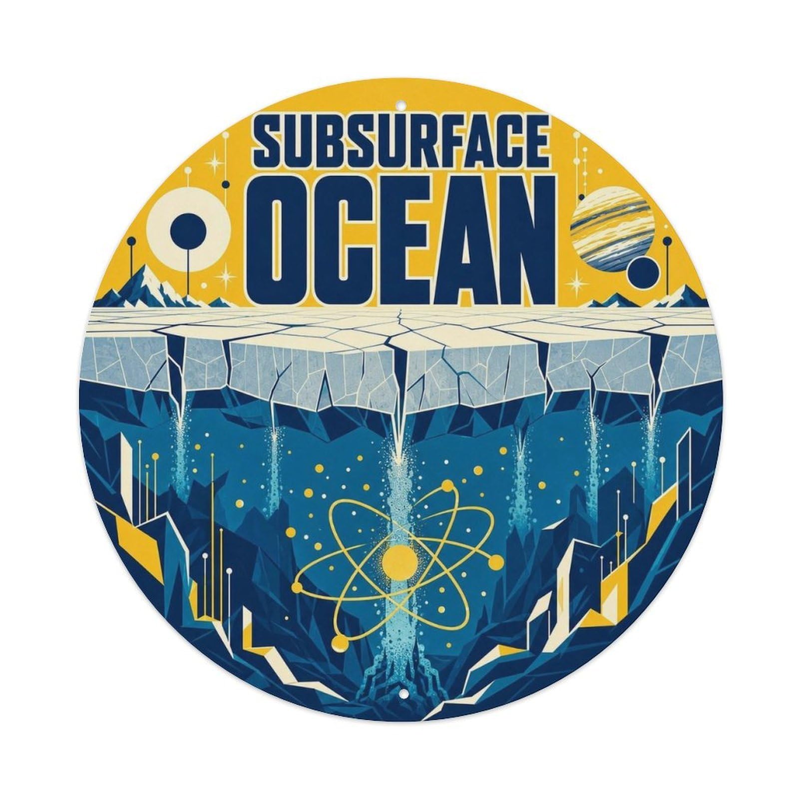 Astronomy Europa Subsurface Ocean Celestial Metal Tin Sign