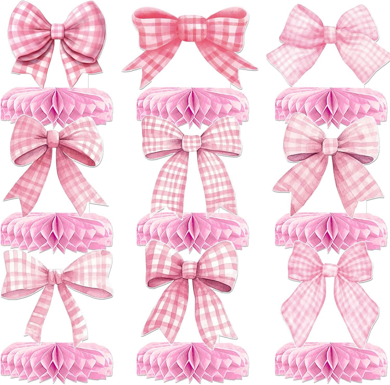 HigzYovn 9 Pcs Bow Table Centerpieces, Bow Party Birthday Decorations, Bow Coquette Birthday Decorations, Bow Table Decorations for Girls Baby Shower Birthday Party Supplies