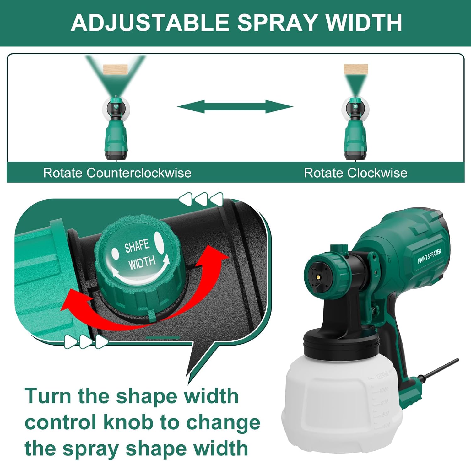 Paint Sprayer, 700W HVLP Spray Gun with 4 Brass Nozzles & 3 Patterns, Paint Gun with Adjustable Spray Width, Paint Sprayers for Home Furniture, Cabinets, DIY Works, Door, Garden Chairs etc.