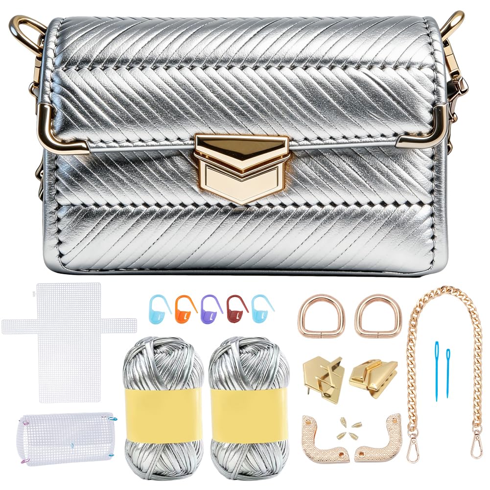 FREEBLOSS DIY Handmade Knit Bag Kit Mesh Plastic Canvas Sheets for Bag Making Crafting Handbag Accessories for Embroidery, Grey