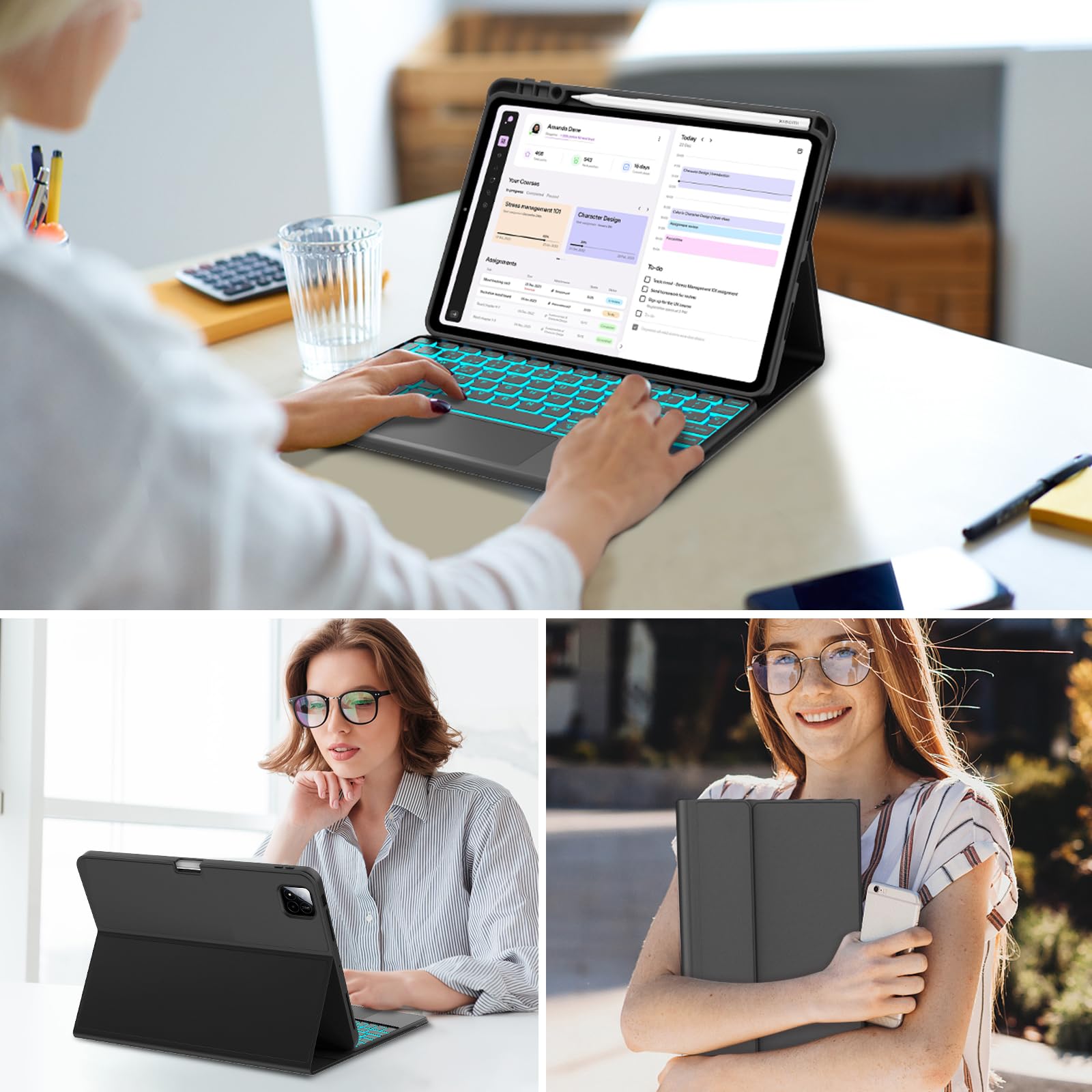 FOGARI Teclado con Touchpad para Xiaomi Pad 8/8 Pro 11.2" 2026 | Español Ñ Teclado Retroiluminado Magnético Desmontable Bluetooth con Trackpad para Tablet Xiaomi Pad 7/8 Pro 11.2", Negro
