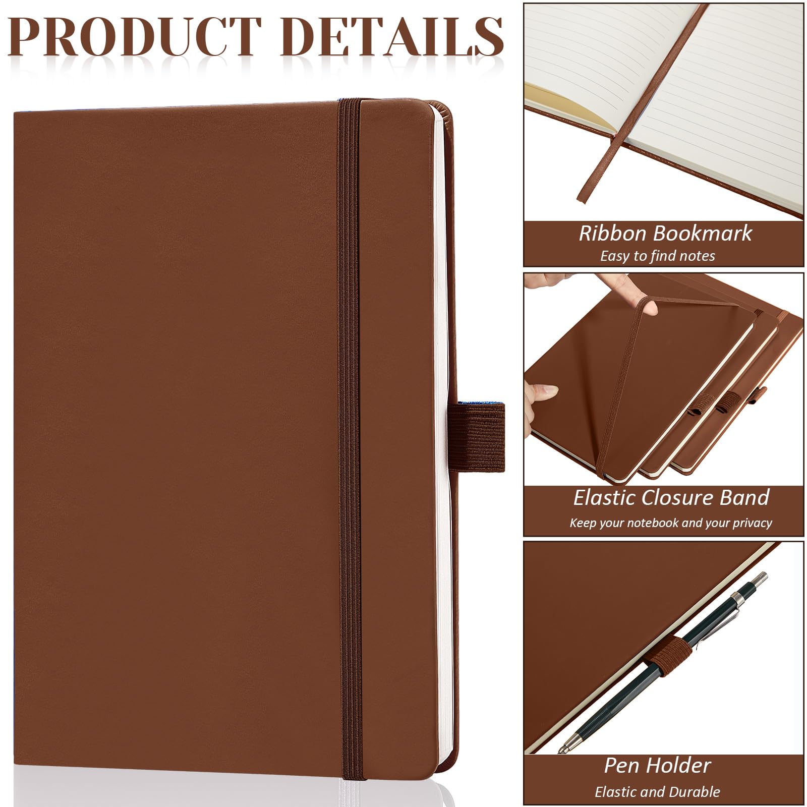 Lot de 20 carnets de poche avec couverture rigide de 9,4 x 14 cm avec porte-stylo A6 ligné avec papier 100 g/m² (noir, marron, gris, bleu lac, bleu) [reliure inconnue] [reliure inconnue]