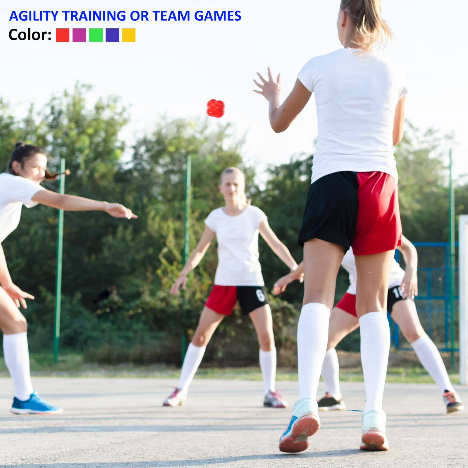 M METERXITY 2 Pack Bounce Reaction Balls - Coordination Training Ball, Wear-Resistant Silicone, Apply to Tennis/Softball/Badminton Training (57 x 57mm, Red)