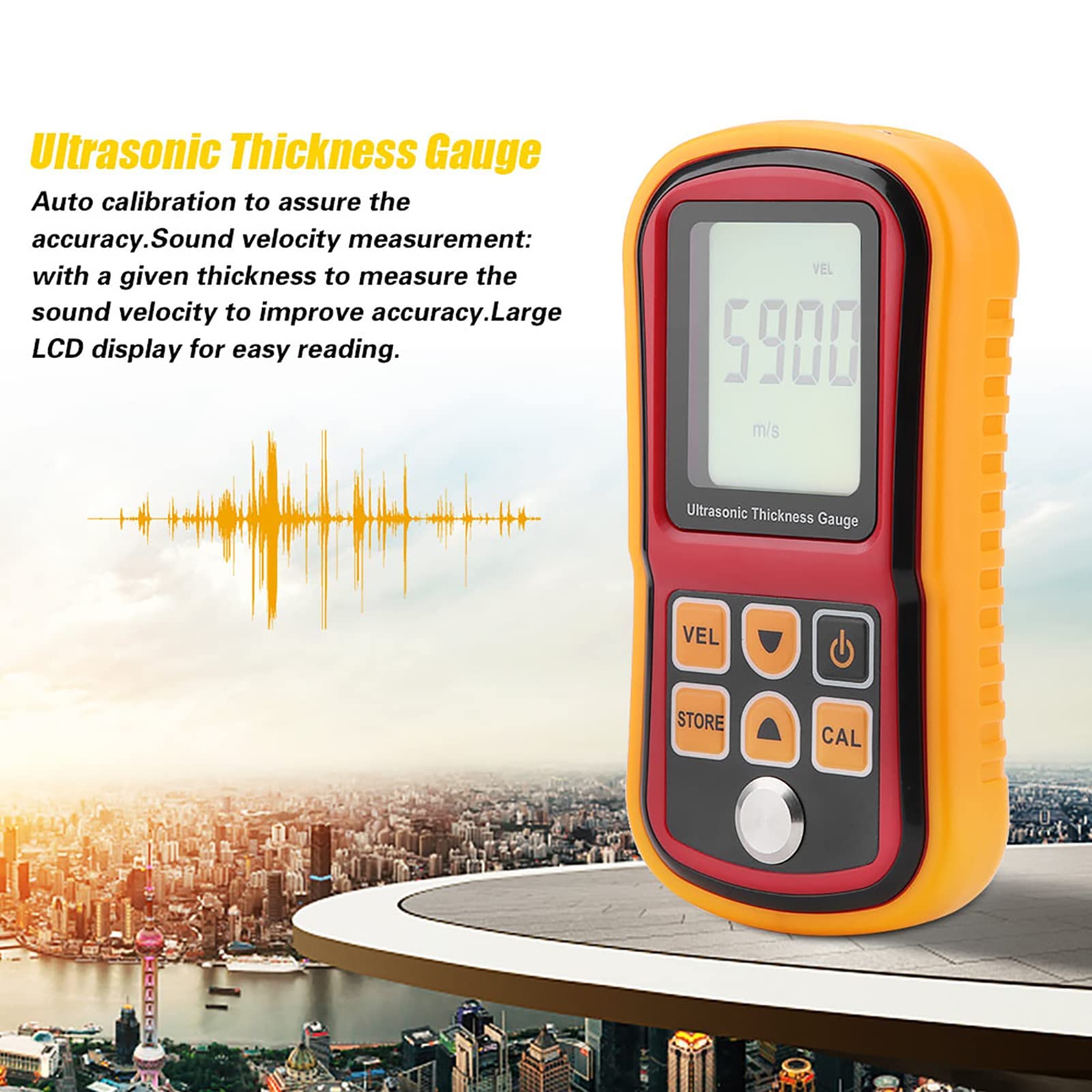 Spessimetro Ad Ultrasuoni, Spessimetro Digitale con Display LCD, Strumento di Misurazione dello Spessore Ad Ultrasuoni, Campo di Misurazione della Calibrazione Automatica 1,2