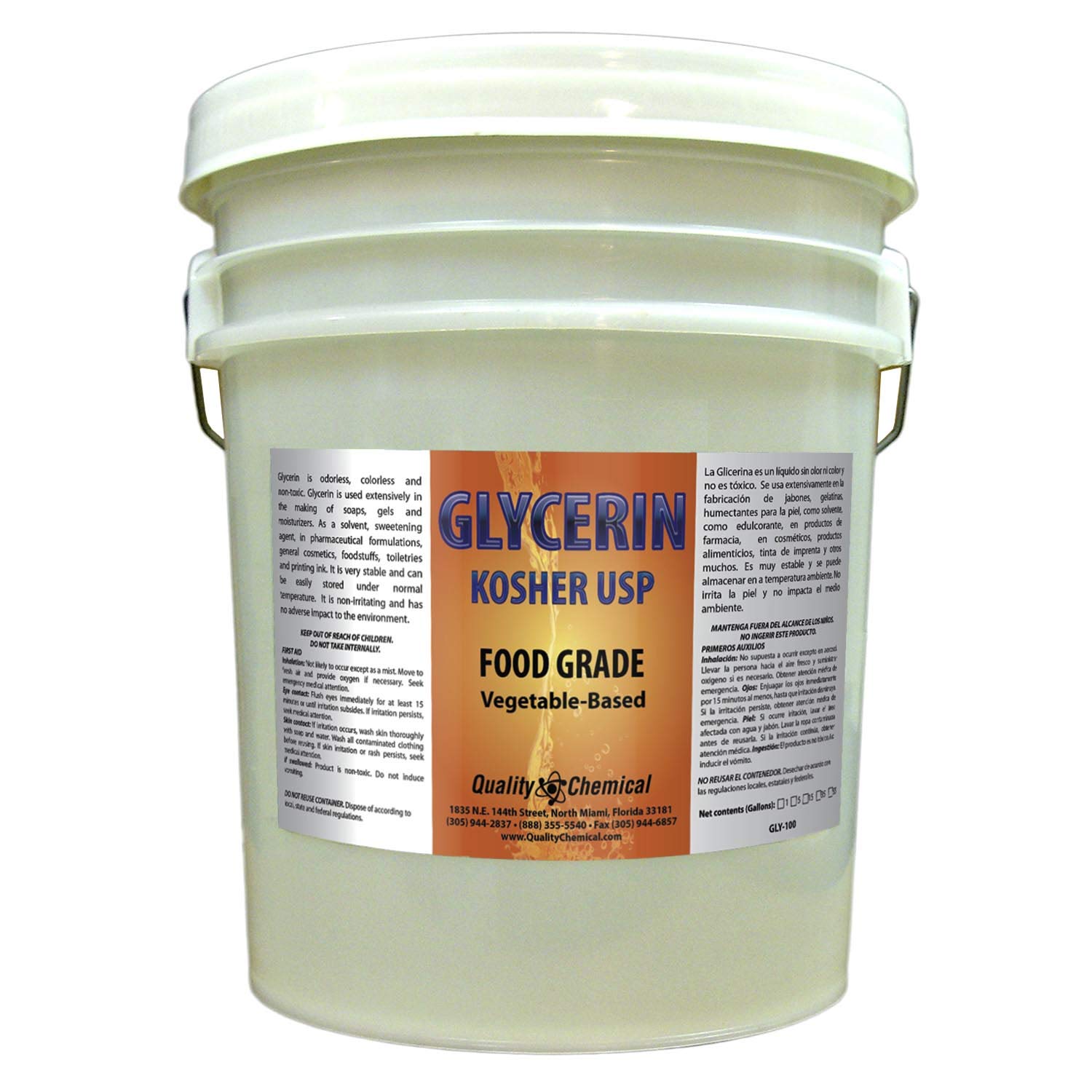 Vegetable Glycerin - All Natural, Kosher, USP Grade - Premium Quality Liquid Glycerin, Excellent Emollient Qualities, Amazing Skin and Hair Benefits, DIY beauty products-5 gallon pail