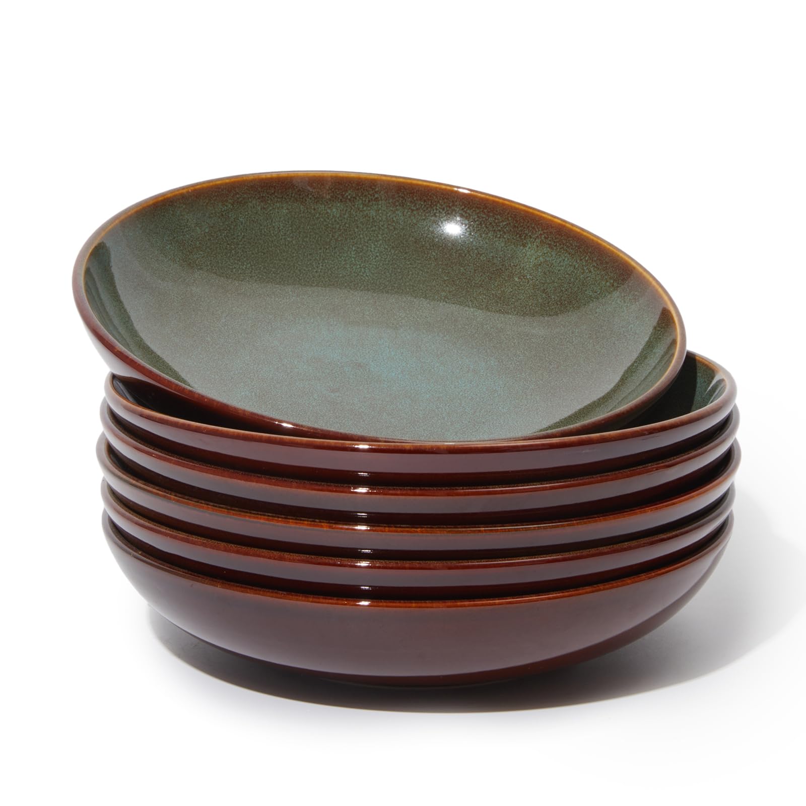 Pokini 8.75'' Ceramic Pasta Bowls Set of 6, Salad Bowls Pasta Serving Bowls