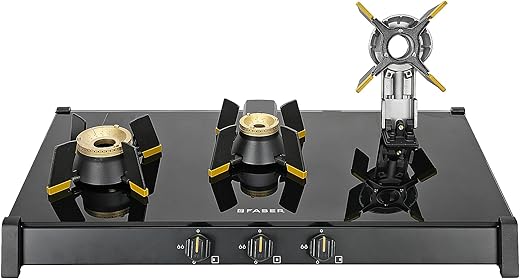 Faber Liftable Burners Freestanding Cooktop | Genius 753 Bk | 75Cm Width | Brass Burners | Manual Ignition | Abs Knobs | Pan Support | 2 Yrs…