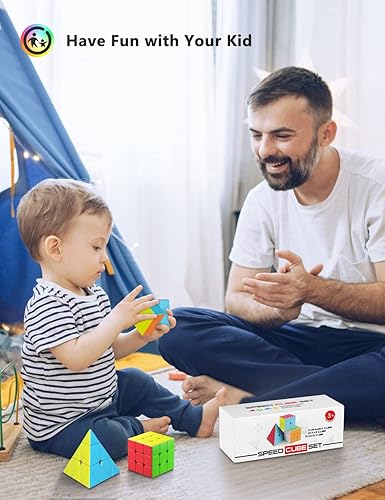 Miniatura 9 de Vdealen Paquete de rompecabezas de bola arcoíris de 20 agujeros y cubo mágico de pirámide de 2 x 2 x 3 x 3 pulgadas