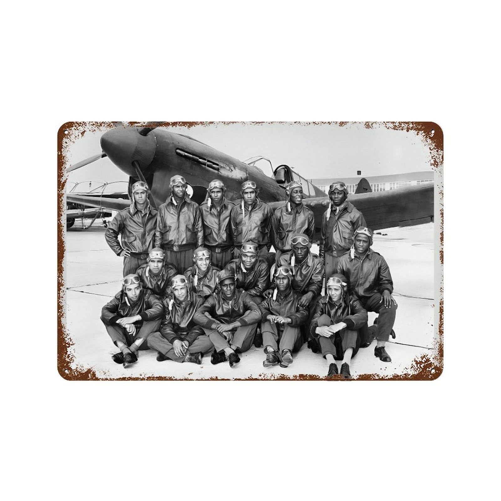 xiaoxiaoshen Tuskegee Airmen African American Black History Month, Vintage Air Force Wall Decor Art Metal Tin Poster Modern Home Decor Art Home Bar Shop Decorations Vintage Sign 20x30cm
