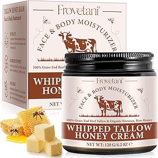 All Natural Beef Tallow Skin Care Tallow Face Cream Grass-Fed Beef, Wild Honey And Beeswax, Deeply Moisturises and Repairs the Skin, Suitable for all Skin Types, 120g Ultimate Moisturising