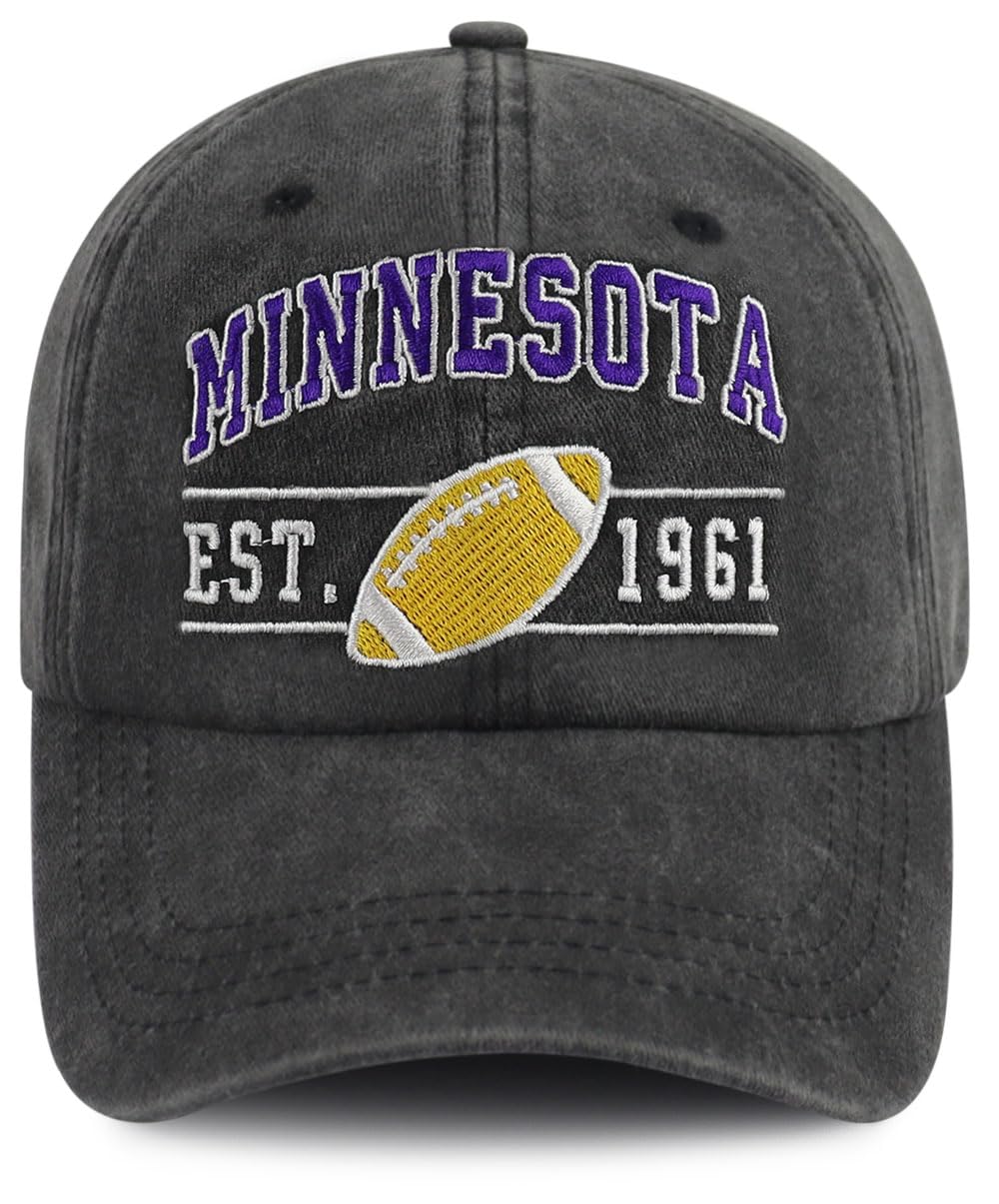 Terojnkl Embroidered City Football Hat for Men Women, Adjustable Unisex Cotton Fans Baseball Cap