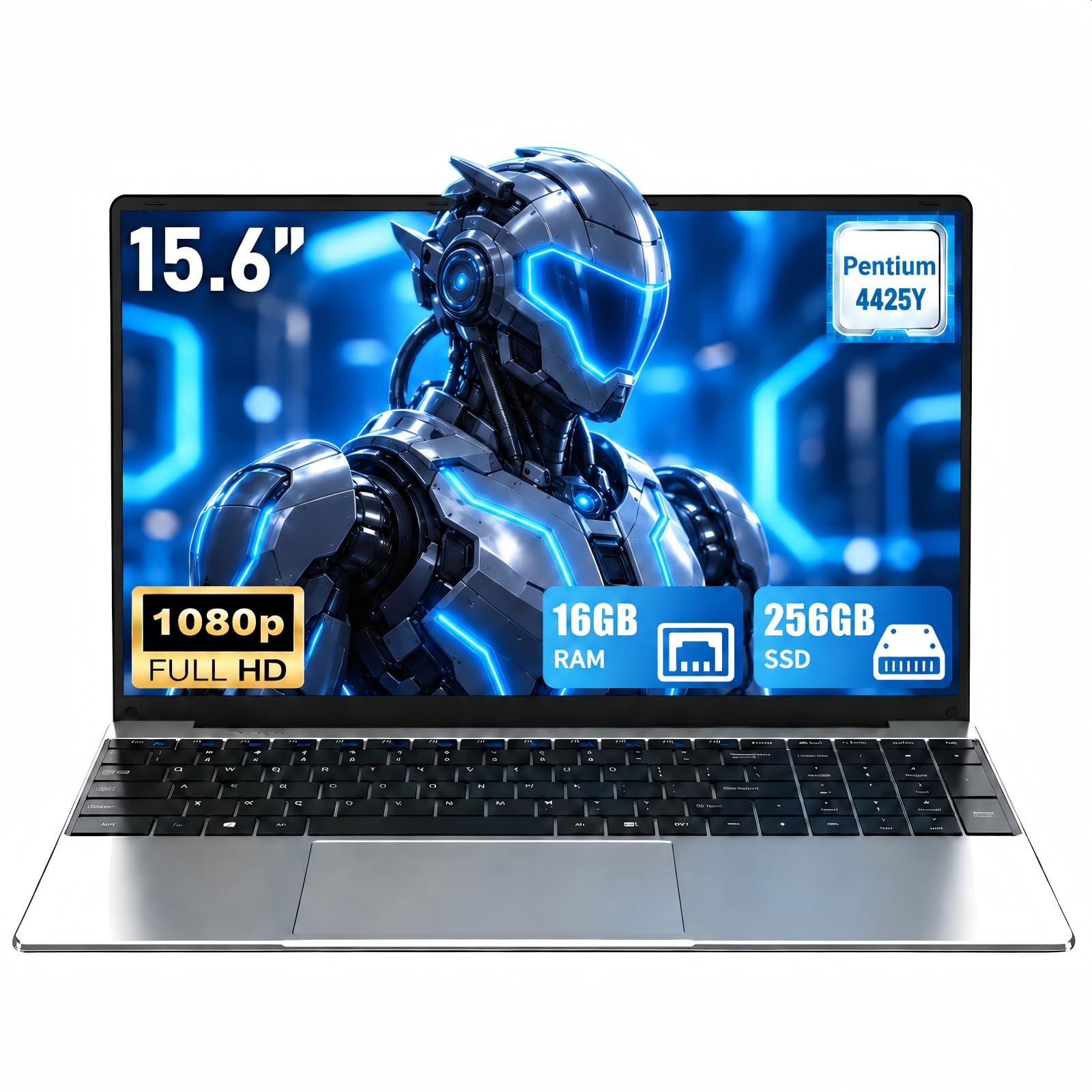 MITUNTUN Computer portatile da 15,6", 4425Y, 16GB RAM, 256GB SSD, FHD | Cerniera a 180°, WiFi 5 Dual Band e BT 4.2 per studiare, guardare video, effettuare videochiamate e usarlo comodamente a casa