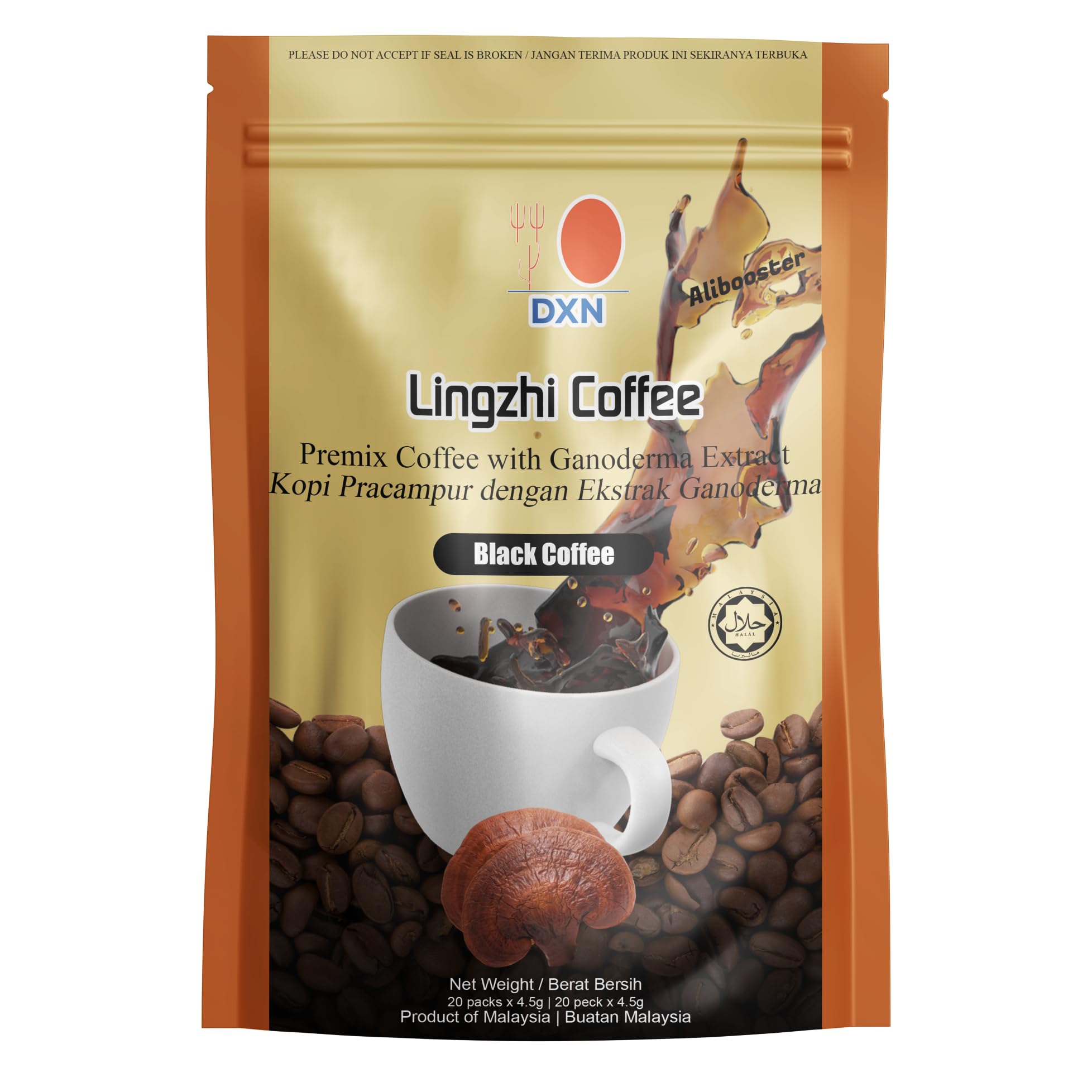 ALIBOOSTER DXN - Caffè nero Lingzhi 3 in 1, originale Ganoderma