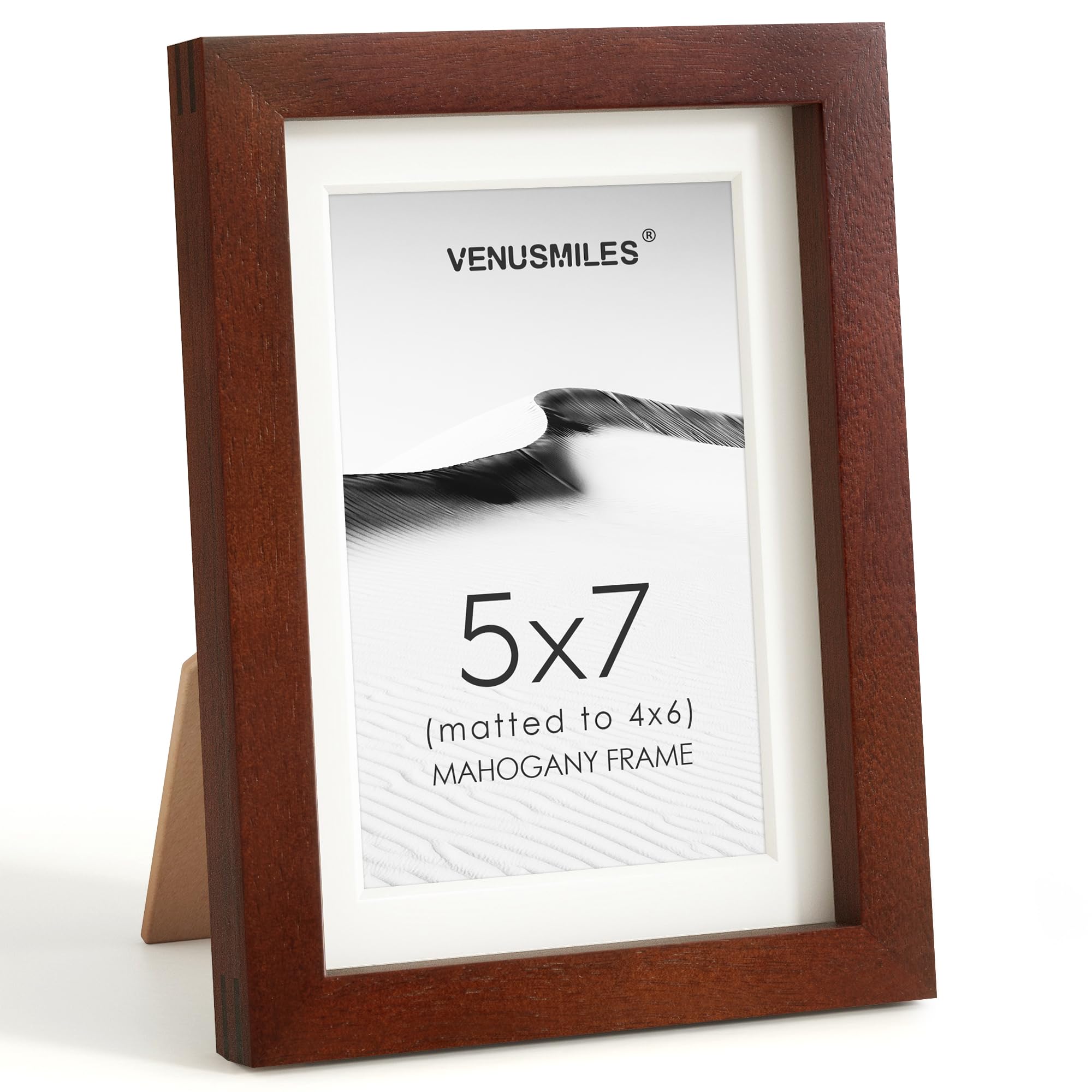 5x7 Picture Frame, USA-Sourced Natural Mahogany Wood Photo Collage Frame