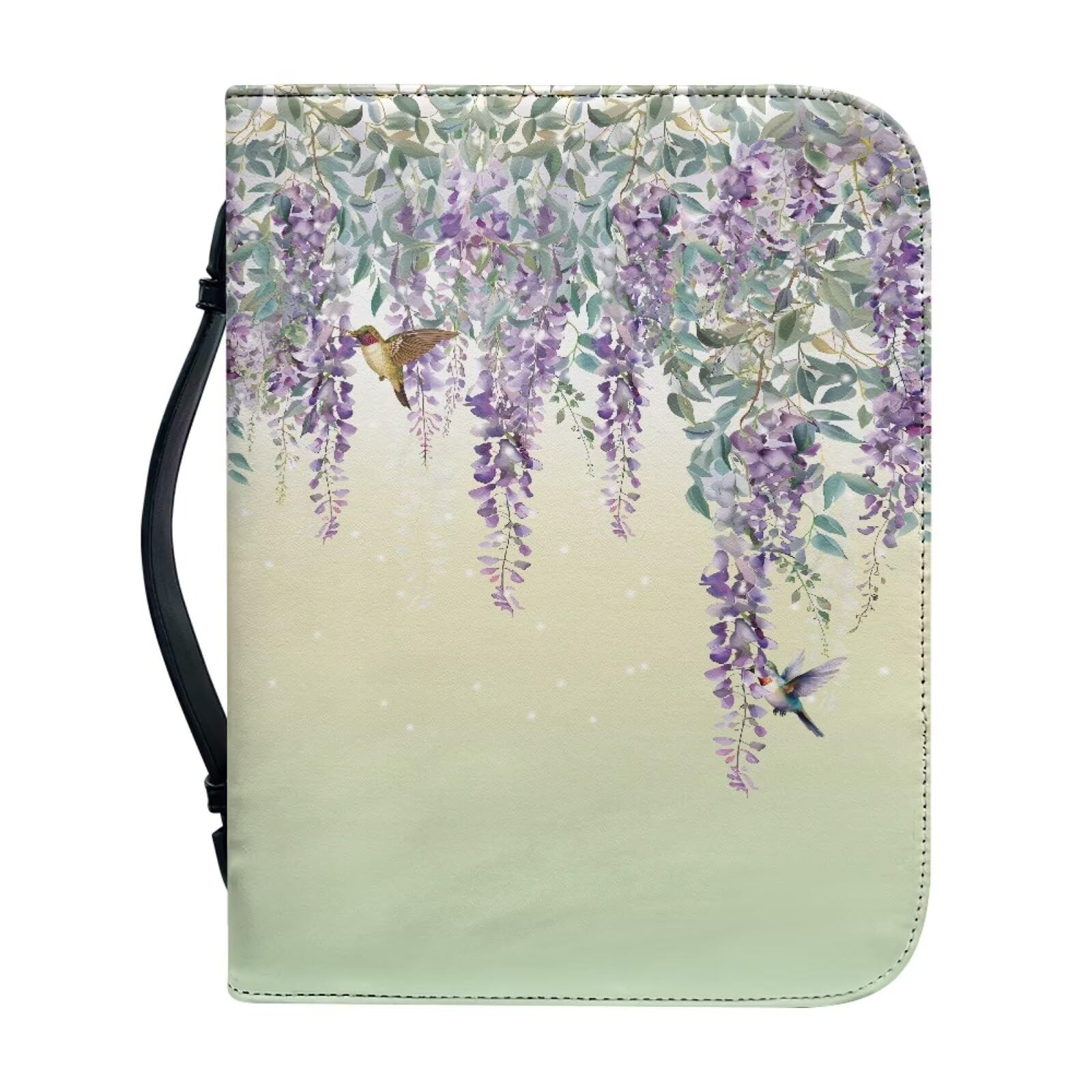 Ceudet Hummingbird and Lavender Bible Covers Case for WomenBible Bags Holder with Zipper Pockets for Study Travel Fit Standard Size BibleBible Organizer BagPrecious Gifts for Girls & Women,XL