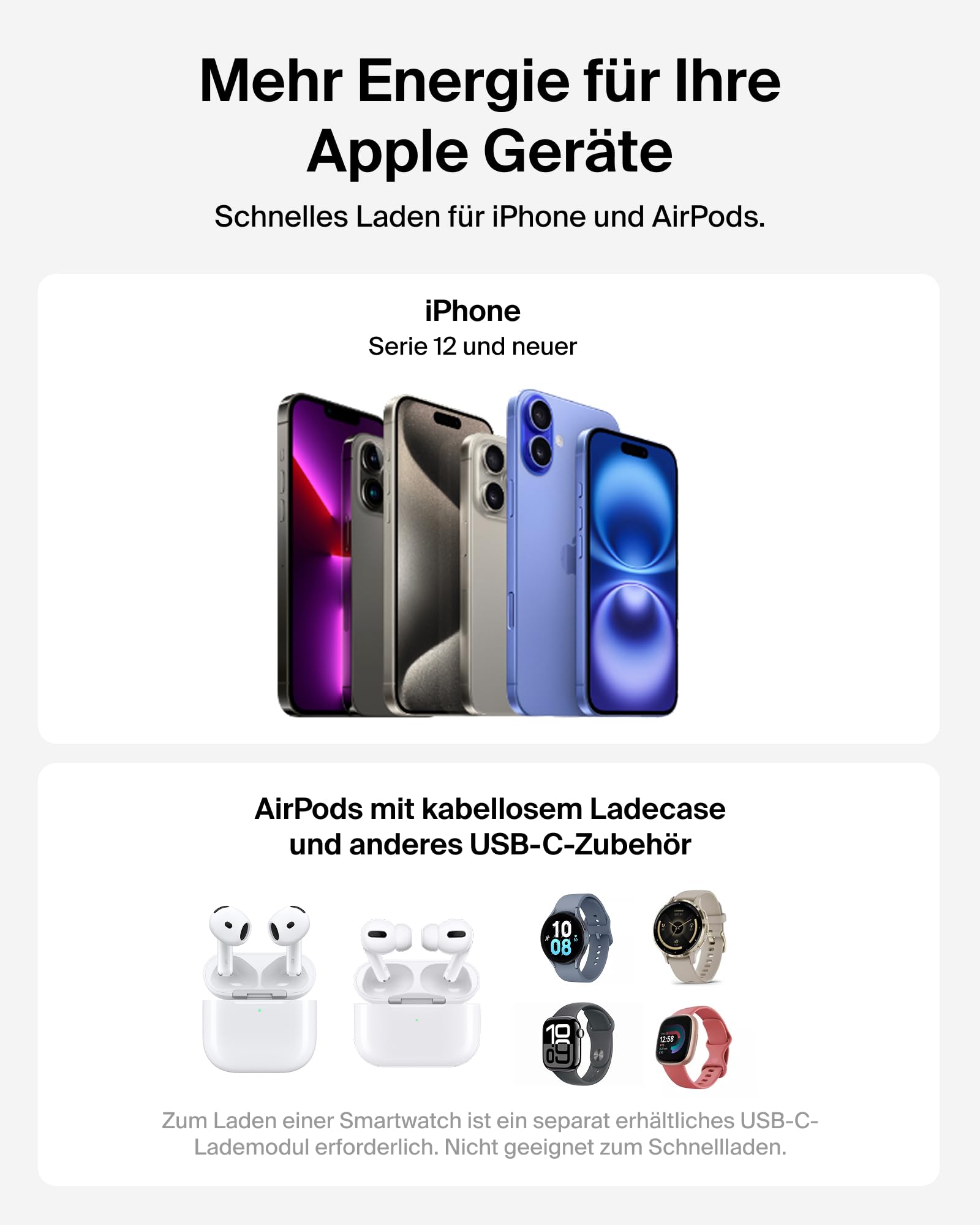 Belkin UltraCharge Qi 2.2 Ladestation 2 in 1, 25W, Ladegerät MagSafe Kompatibel, Induktive Ladestation für iPhone 17, iPhone Air, AirPods, Pixelsnap, mit USB-C-Anschluss, 45-W-Adapter – Schwarz