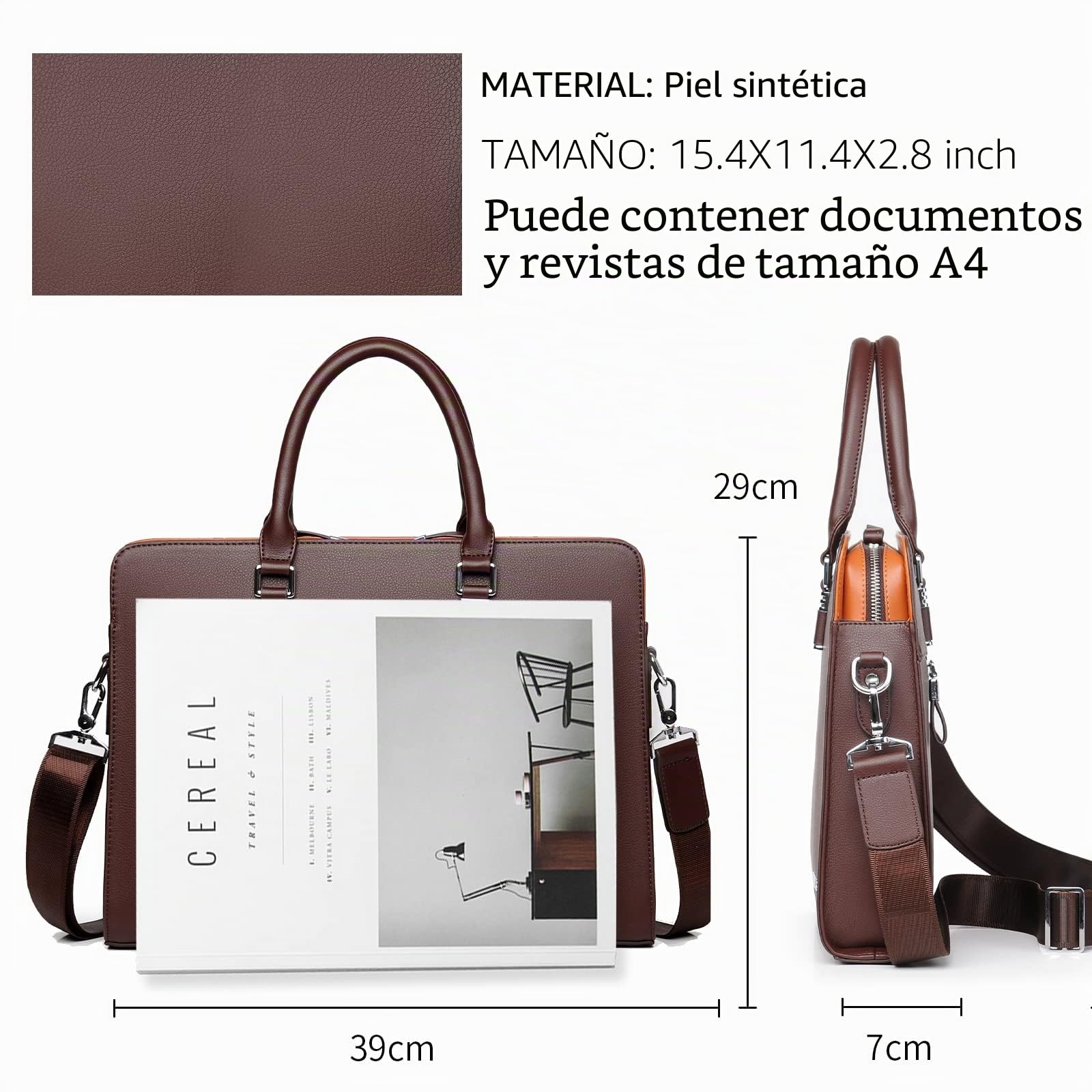 FSD.WG Herren Business Tasche,Wasserdichte Leder Aktentasche,Schulter Laptop Business Tasche für Business,Schule,Reisen,Abnehmbar