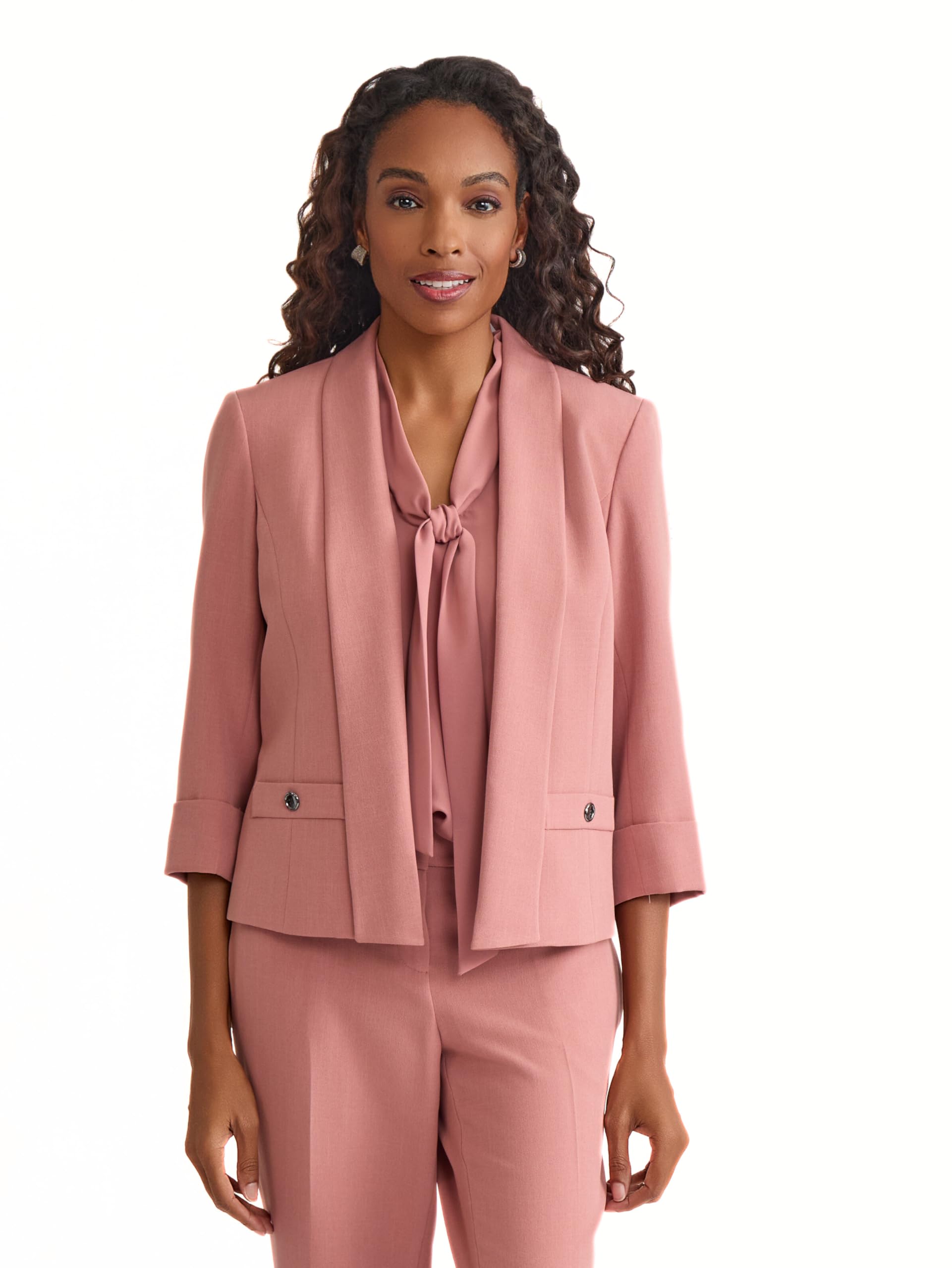 Kasper Womens Petite 3 4 Sleeve Shawl Collar Blazer