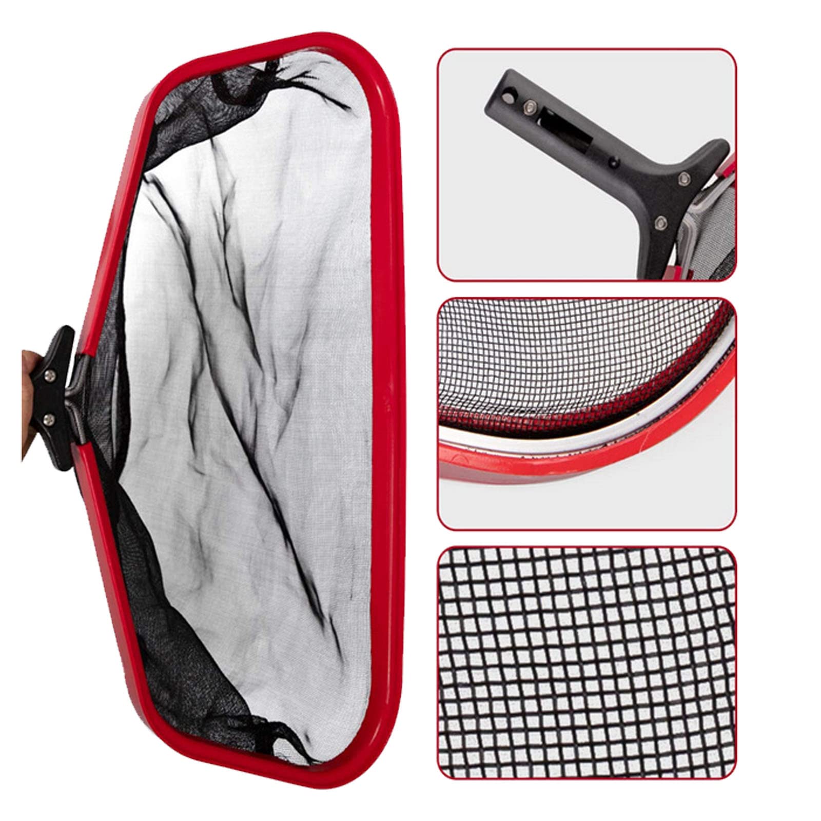 Écumoire de Piscine/Nettoyeur de Piscine, épuisette Profonde pour Piscine, Panier d'épuisette à Feuilles, épuisette à Mailles Fines pour Le Nettoyage des Feuilles et débris (Rouge)