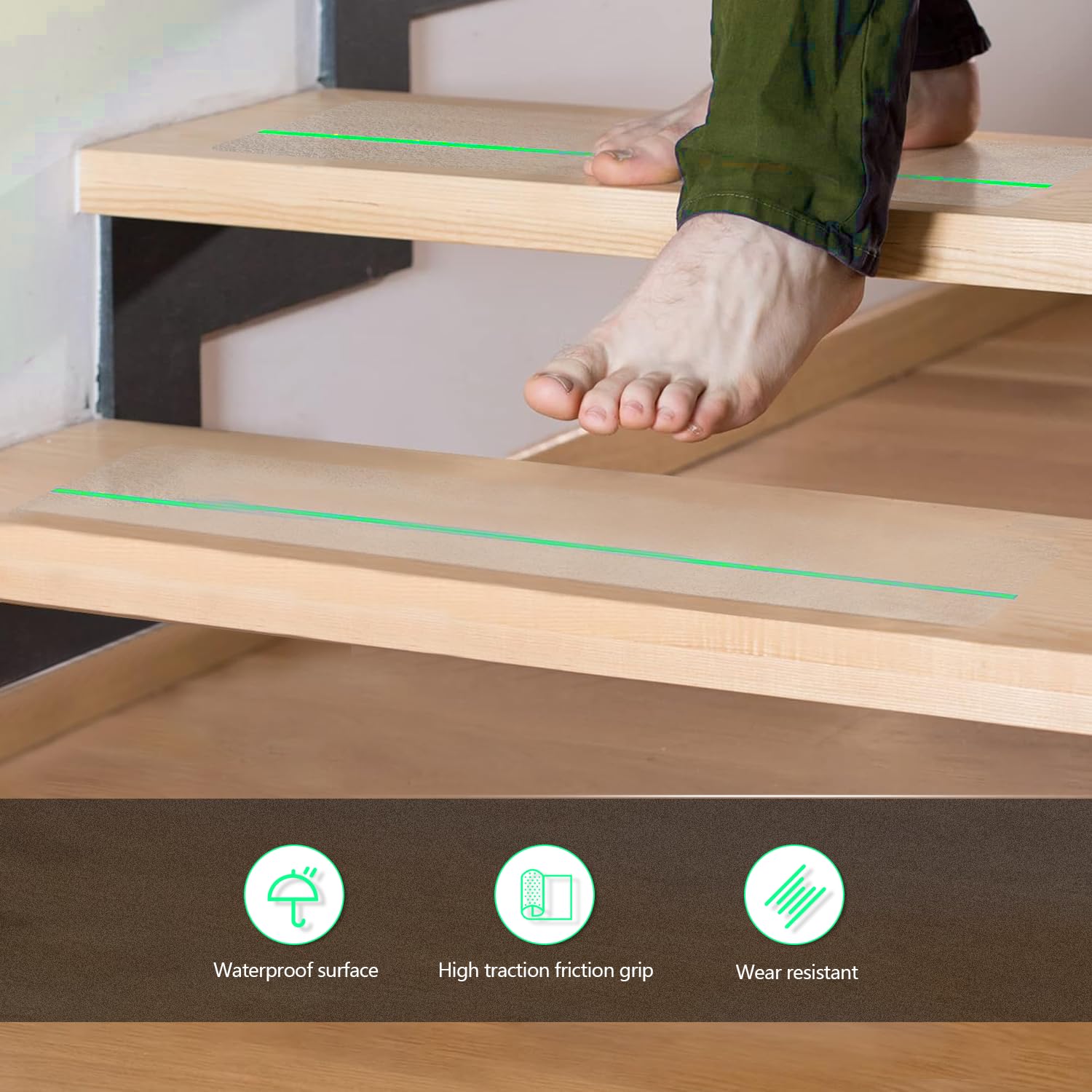 Peohud 16 Pack Clear Stair Treads Non Slip, 32" X 4" Transparent Anti