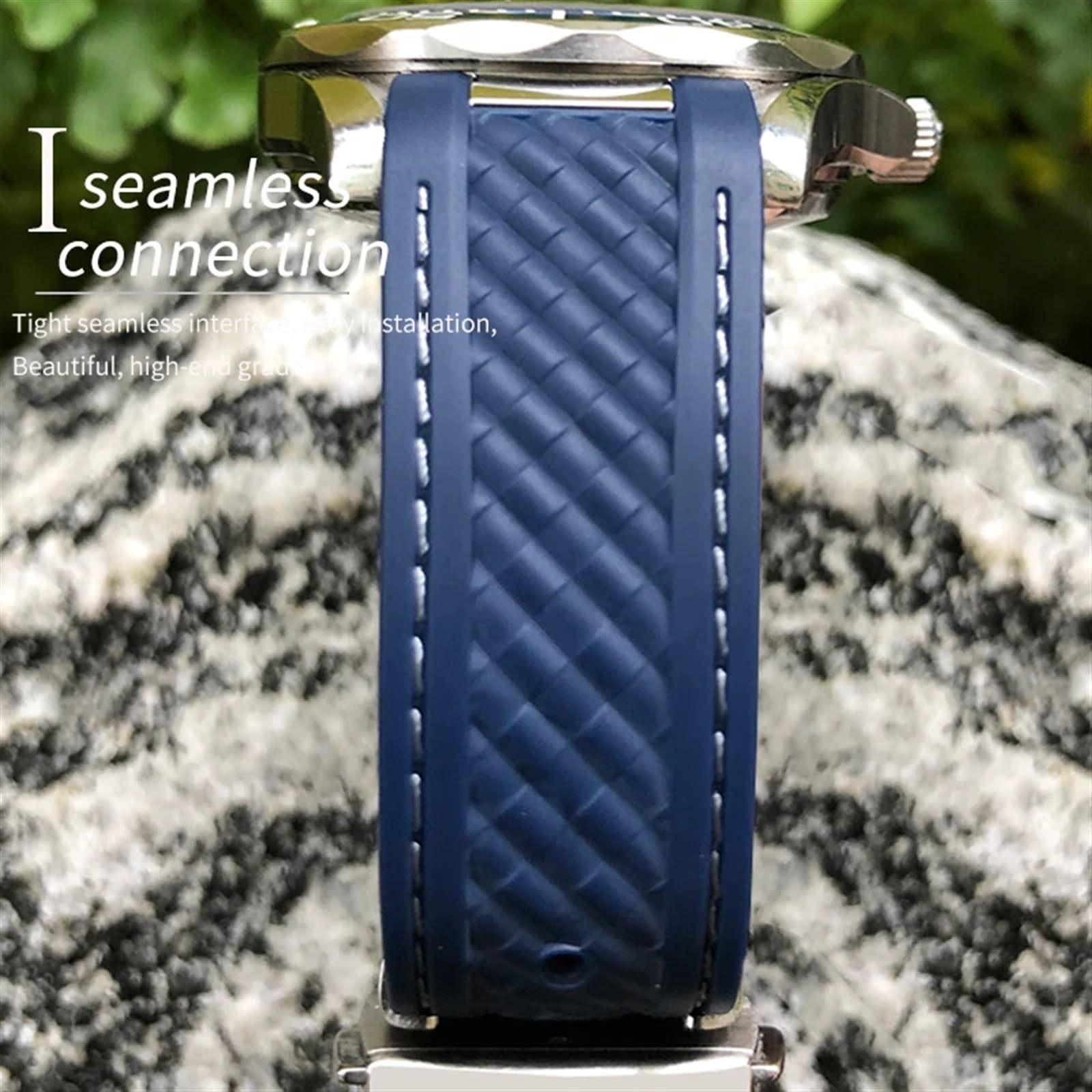 Zakrzywiony gumowy pasek do zegarka 19 mm 20 mm 21 mm pasuje do Omega AT150 Seamaster 300 AQUA TERRA bransoletki do nurkowania czarny niebieski silikonowy pasek do zegarka