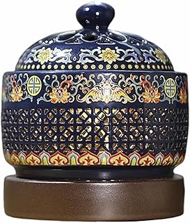 Electric Resin Burner with Timing,Ceramic Electric Incense Burner,Bakhoor Burner Censer 110 V for Home Porch,Patio,Garden,Office,Yoga, Living Room, Meditation Room (Enamel)