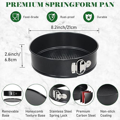 Miniatura 2 de Tellshun - Molde para pastel de 8 pulgadas con revestimiento antiadherente, juego de 50 papeles de pergamino, molde para tarta de queso con fondo