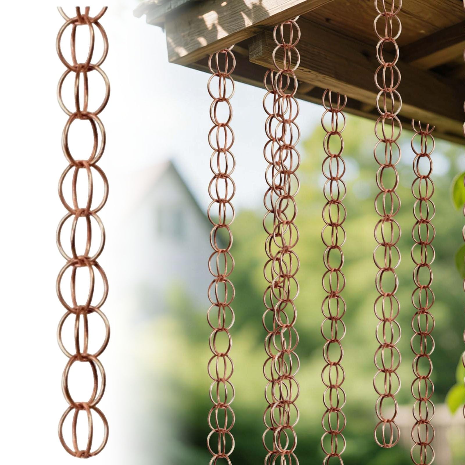 Rain Chains for Gutters, Rain Chain For Garden, Rain Catchers For Garden, Outdoor Metal Rain Chimes with Mobile Bird Cups, Decorative Hanging Chain for Window Wall Patio Garden Decor