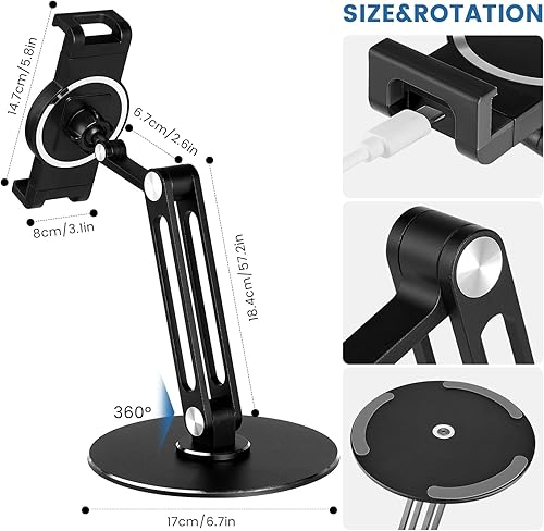 Miniatura 6 de Purboah Soporte para tablet para iPad, soporte portátil para monitor de 15.6 pulgadas, 17.3 pulgadas, soporte giratorio para quiosco minorista con