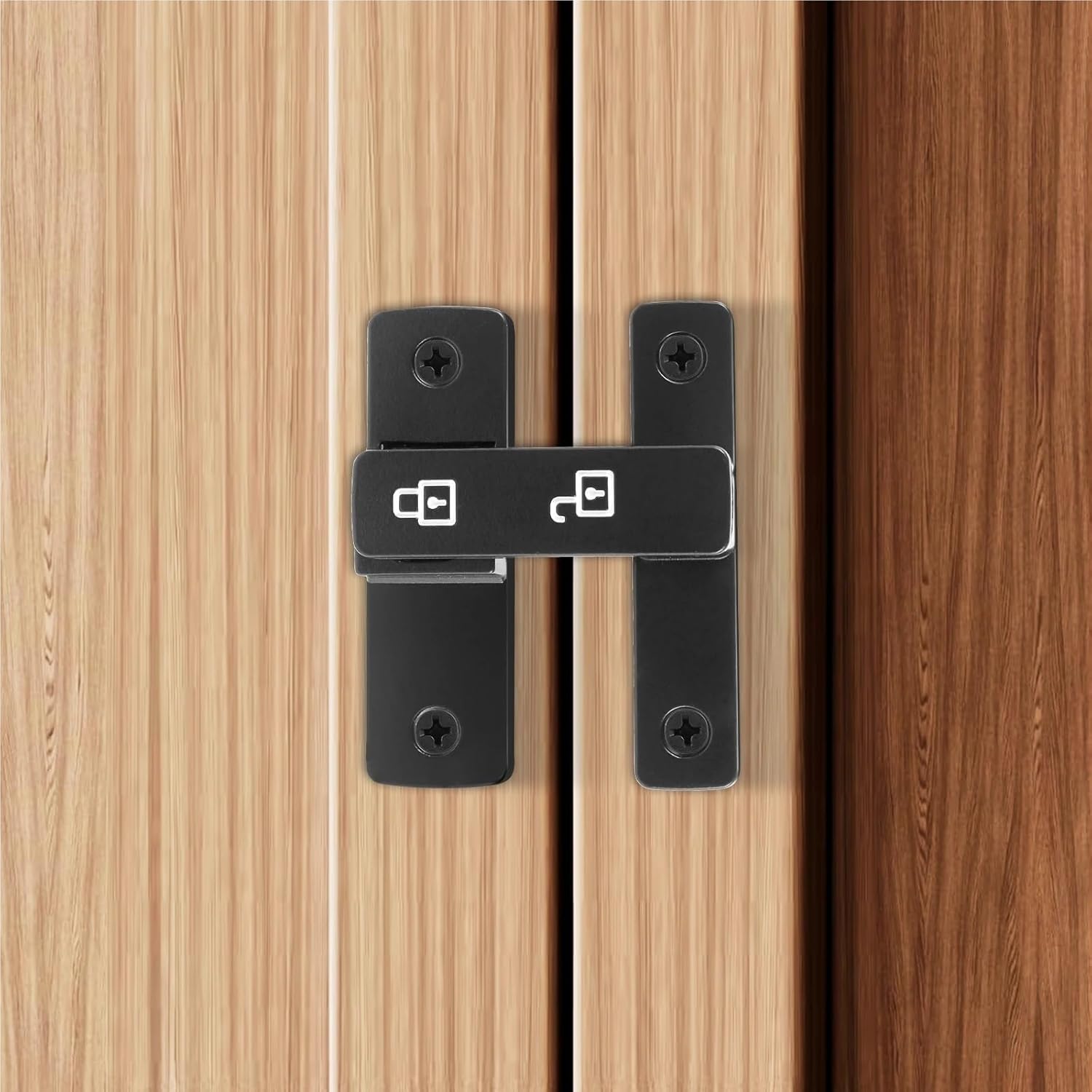 Flip Latch Flip Latch Lock 90/180 Degree Sliding/Swinging Door Latch Lock Heavy Duty Flip Gate Latch Lock with Luminous Safety Barn for Barn Door, Sliding Door(Black 90 Degrees)