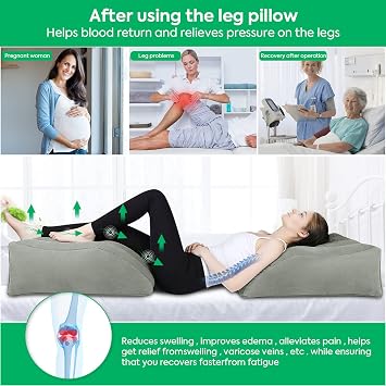 Leg Elevation Pillow Wedge Pillow for Sleeping Comfortable Leg Cushions Improve Blood Circulation Suitable for Muscle Relaxation and Relief from Swelling During Pregnancy