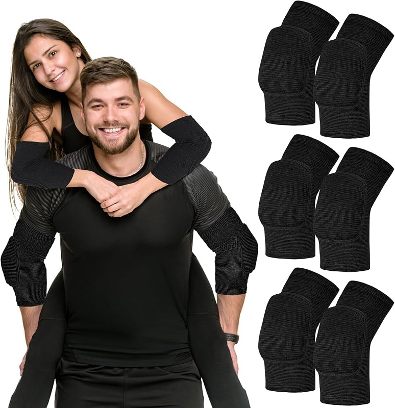3 Pairs Volleyball Elbow Pads Arm Brace Pads Elbow Protector with Breathable Anti-Collision Sponge Compression Arm Support for Women Men Basketball Tennis Football Skating(Black)