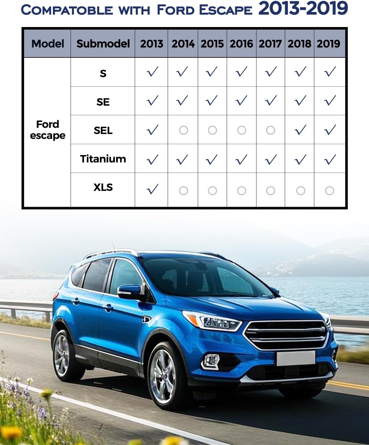 Custom Fit Floor Mats & Cargo Liner & Rear Seat Back Protectors for Ford Escape 2013-2019, All-Weather Rubber Mats, Full Interior Protection for SUV, Durable & Easy to Clean - Image 2