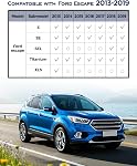 Tapis de sol à ajustement personnalisé & Cargo Liner & Protection arrière du dossier pour Ford Escape 2013-2019: Tapis en caoutchouc tout-temps, protection intérieure complète pour SUV, Durable & Facile à nettoyer