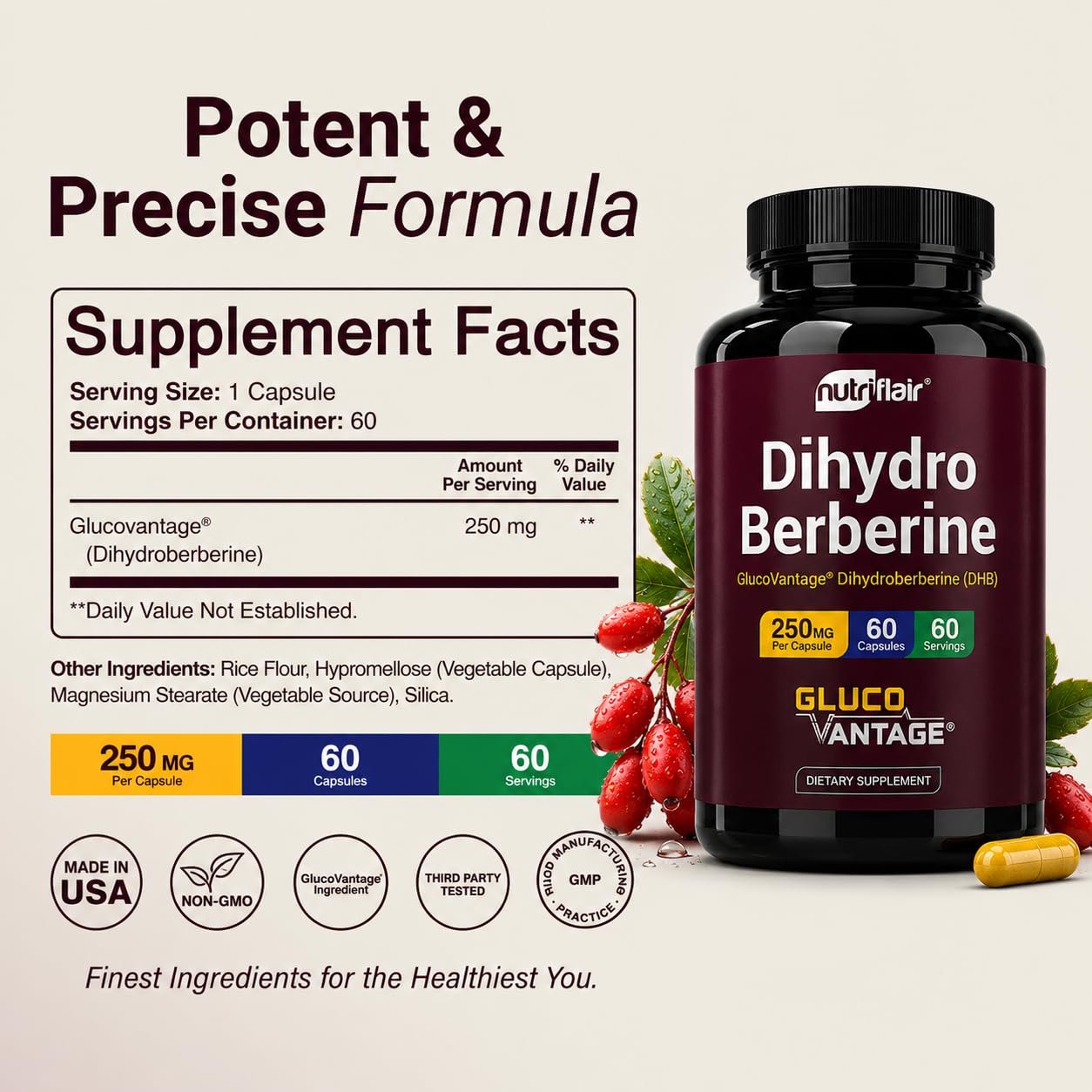 NutriFlair DihydroBerberine 250 mg (GlucoVantage®), 60 Capsules — Amazon image 2