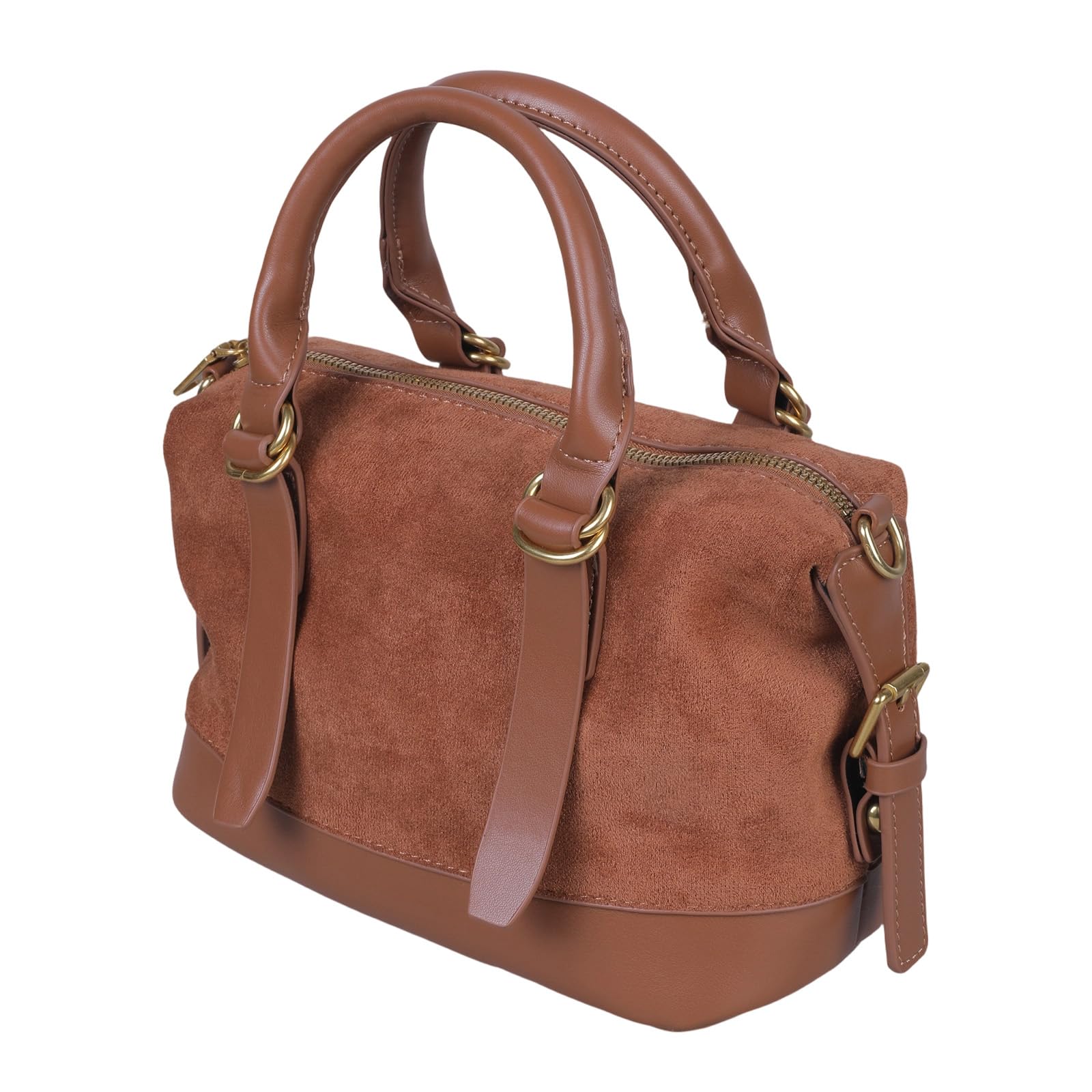 Sac de bowling en daim patchwork rétro avec bandoulière réglable - 8