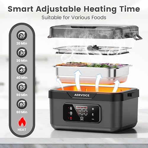 Miniatura 5 de Fiambrera eléctrica para adultos  Fiambrera térmica inalámbrica de 8000 mAh para hombres y mujeres. Calentador de alimentos portátil de 1 litro para