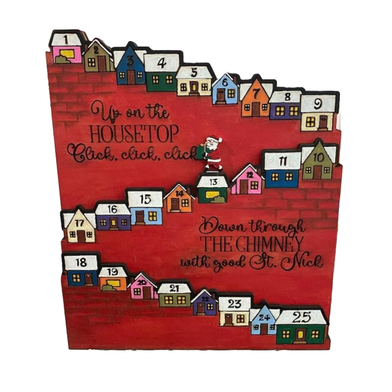Kalttoy Christmas Advent Calendar 2023 Wood Santa Countdown Calendars Ornament for Home Party Desk Decorations New Year Wood Calendar Holder