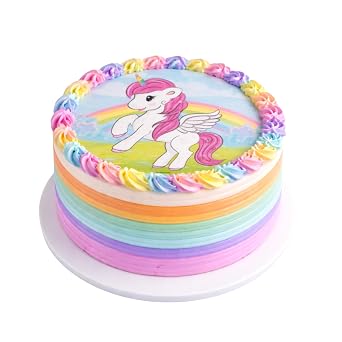 Dekora, Edible Unicorn Cake Decorations, Edible Cake Toppers Decoration for Kids Birthday, Unicorn Image Sheet for DIY Cake Decorating, 7.8-Inch Round Wafer Paper, Sugar-Free