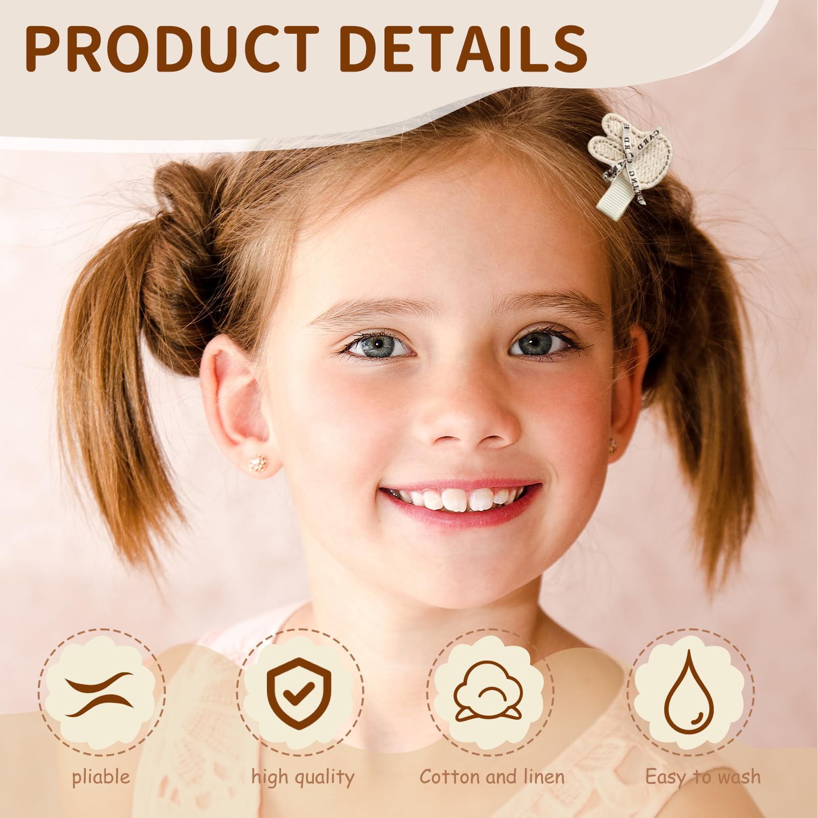 VelvetGlow Toddler Hair Clip Set, 2.4 Inch Baby Girls Hair Bows, Girls Hair Bows, Fully Covered Hair Clips - Image 3