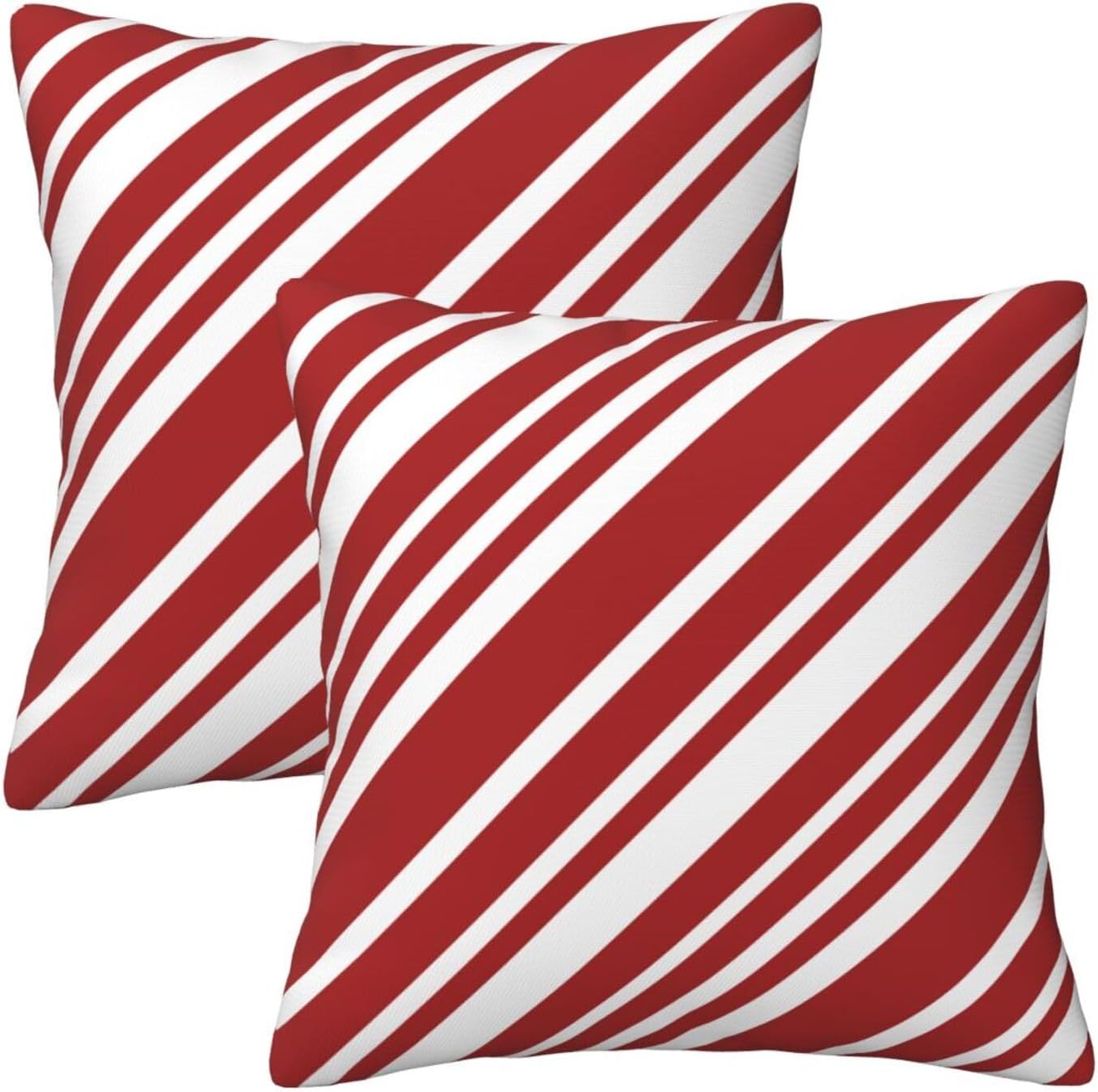 Sonernt Christmas Pillow Covers Set of 2 Candy Cane Stripes Red and White Cotton