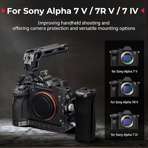 SMALLRIG A7 V / A7R V / A7 IV Cage Advanced Kit for Sony Alpha 7 V/Alpha 7R V/Alpha 7 IV, With Quick Release Plate for Arca, Includes Top Handle/Side Handle/Cable Clamp for HDMI - 6026 - 2
