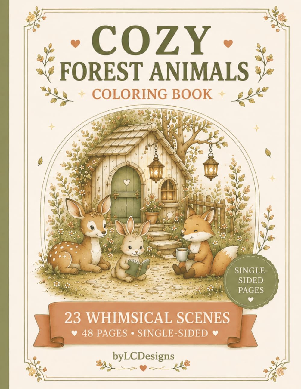 Cozy Forest Animals Coloring Book: 23 Whimsical Scenes for Adults | Single-Sided Pages for Stress Relief | Cottagecore Animal Coloring (Cozy Coloring Books)