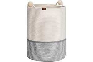Versatile Cotton Rope Laundry Basket with Wooden Accents