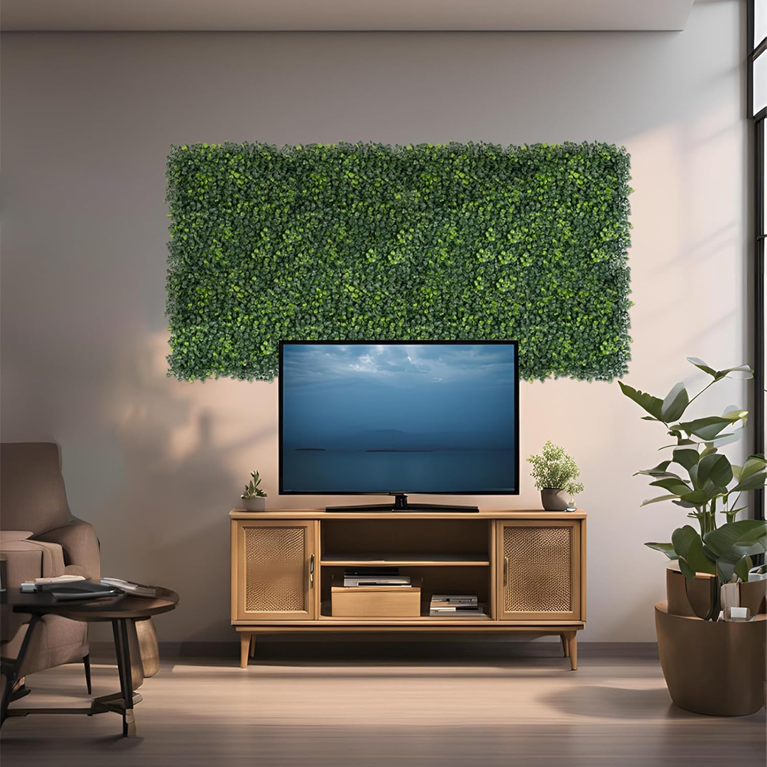 Grass Wall Panels 10 PCS 10"x 10" Artificial Boxwood Panels with 50 Zip Ties, Fake Greenery Backdrop Wall Grass Backdrop Artificial Plant Walls for Outdoor Indoor Garden Fence Backyard and Decor