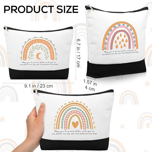 Miniatura 2 de 20 bolsas de cosméticos bohemias, inspiradoras, con texto en inglés "May You Be Proud", bolsa de regalo motivacional, bolsa de cosméticos de lona