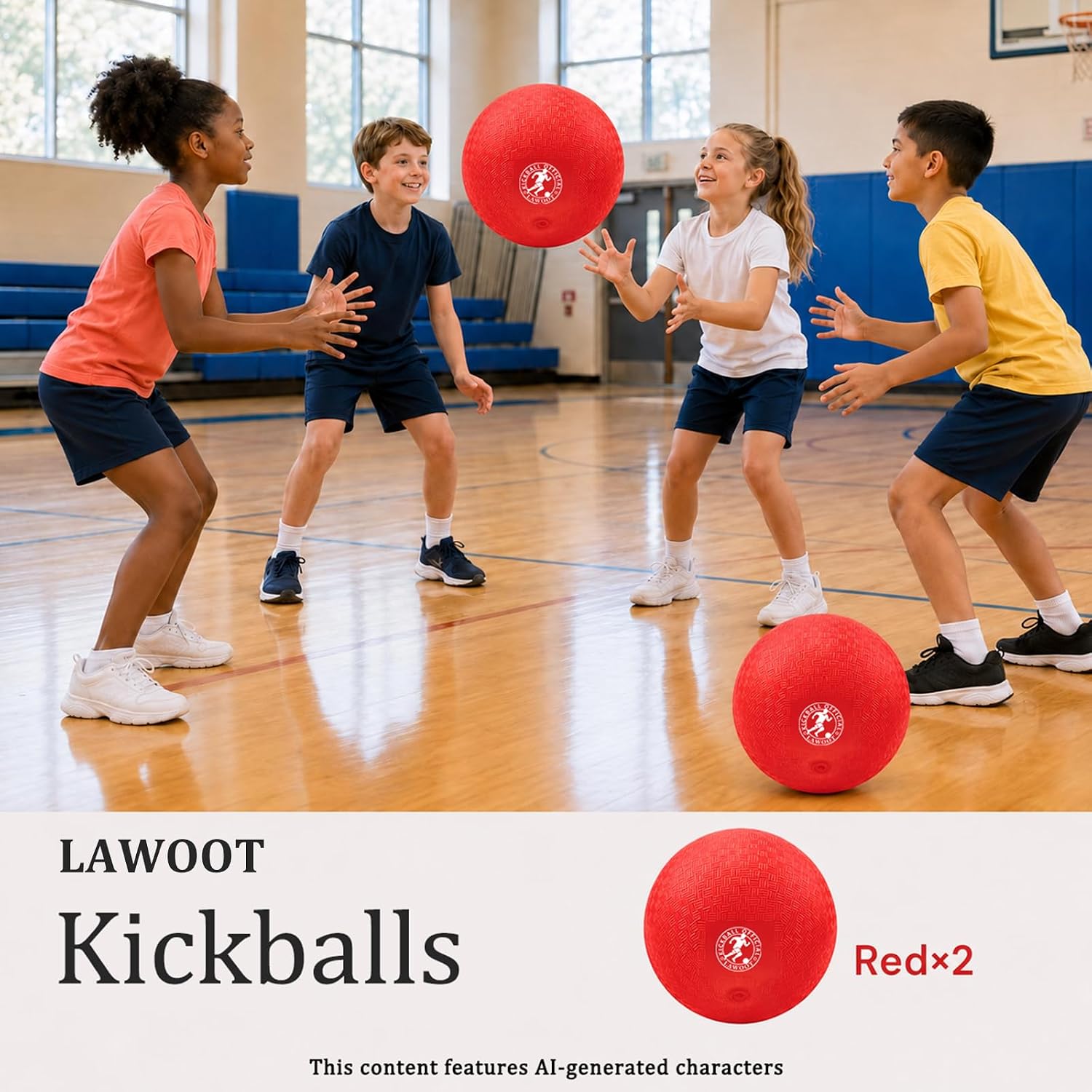 10 Inch Kickball Playground Ball Dodgeball Balls 4 Square Balls | 2 Pack Includes Pump PVC Material Not Rubber, Dodge Balls for Kids Handball Kickballs for Indoor Outdoor Games