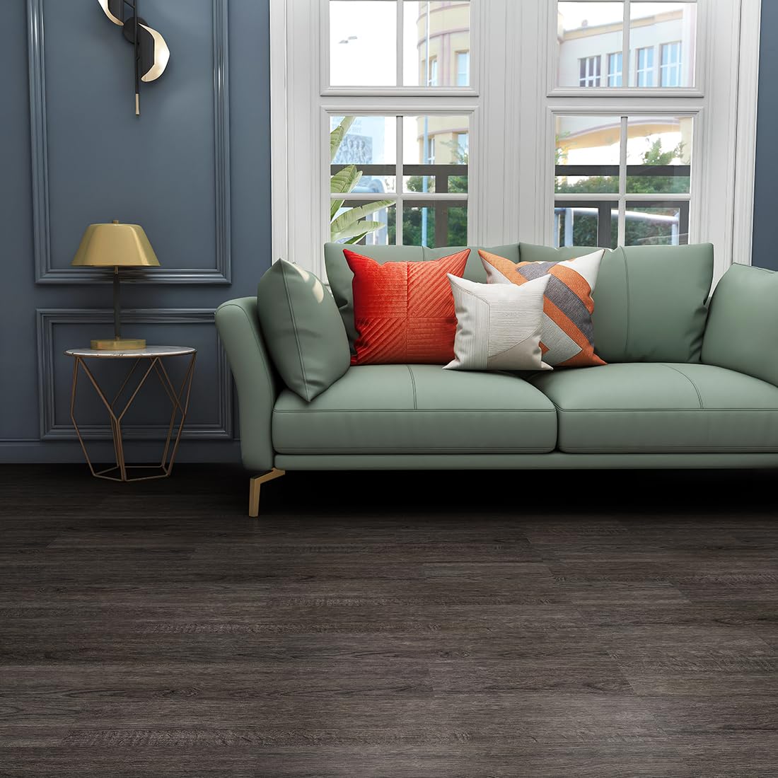 FLOREXP Vinyl Flooring Wood Effect Linoleum Flooring Peel and Stick Floor Tiles Self Adhesive 2.0 mm 7 Pieces Waterproof for Kitchen Living Room (DarkBrown, 1 m²)