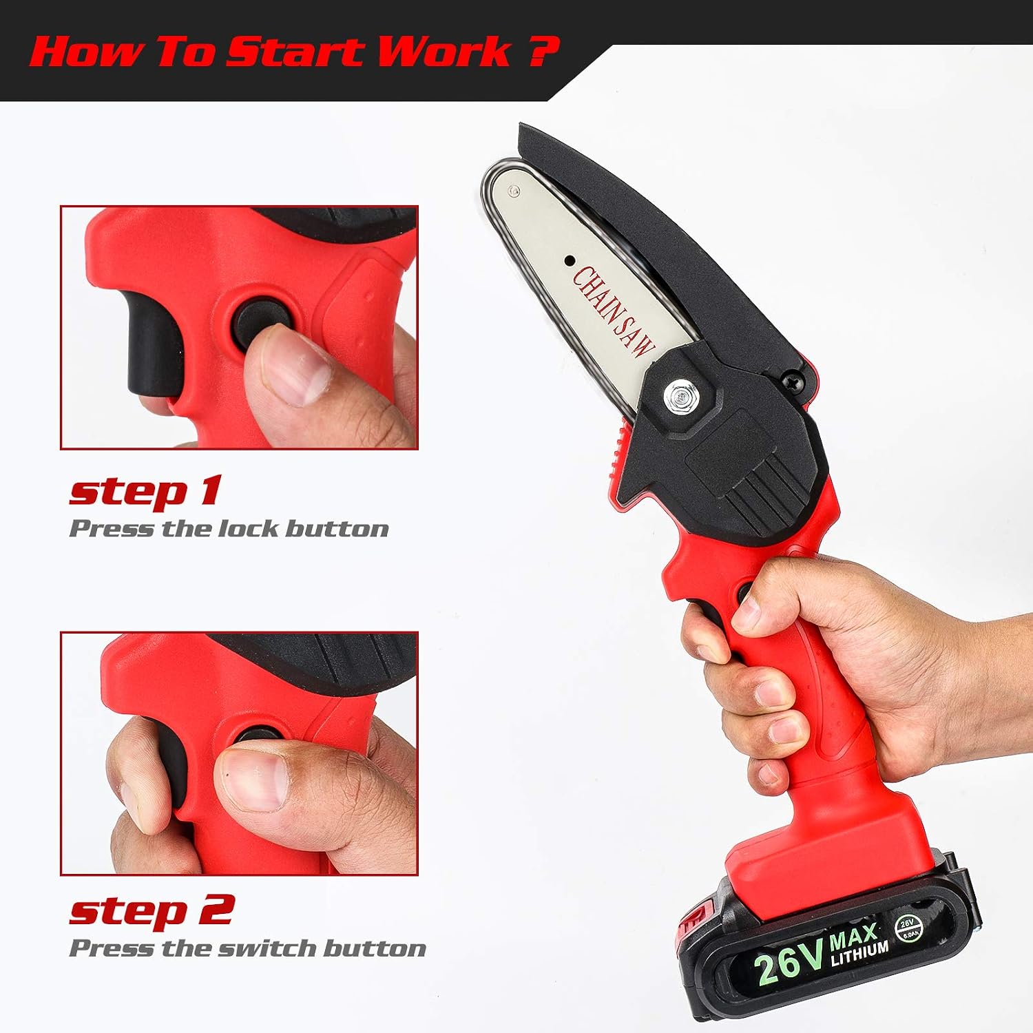 Exсluѕіvе Sресіаl Mini Chainsaw Cordless Power Electric-Chain-Saws - 4 Inch Battery Power Chainsaw Small Portable One-Hand Handheld , 26V Rechargeable Operated, for Tree Trimming and Branch Wood Cutting