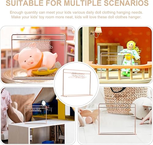Miniatura 8 de Toddmomy 1 juego de mini perchero de ropa para muñecas, mini perchero de ropa para muñecas, perchero de ropa con perchas en miniatura de metal S